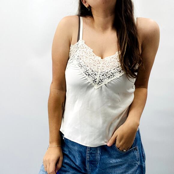 Vintage Wacoal M Ivory Satin Lace Cami - Picture 2 of 6
